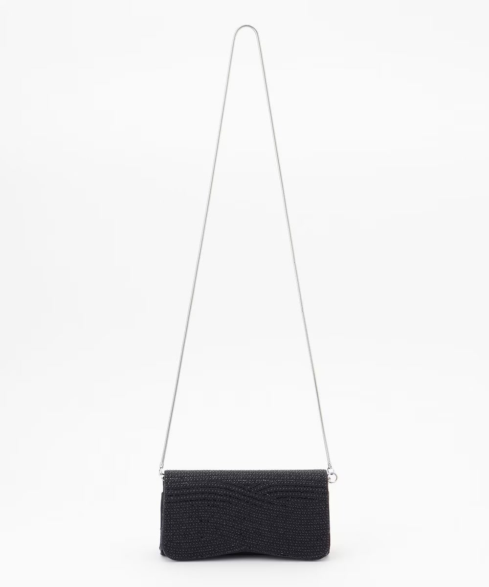 【仙台パルコ】 ラインストーンクラッチバッグ ブラック ブラック F