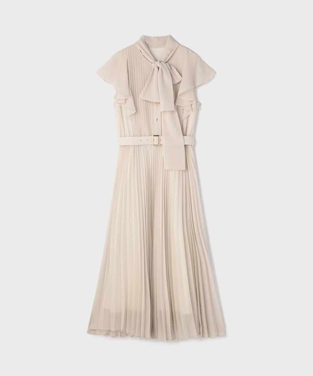 【仙台パルコ】ボウタイプリーツドレス ベージュ 36 ベージュ 36