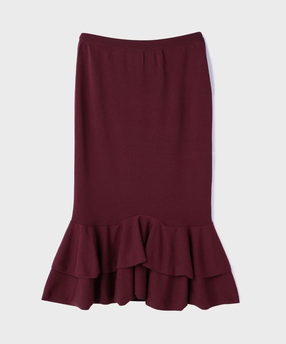 【仙台パルコ】ティアードニットスカート ボルドー 38 ボルドー 38