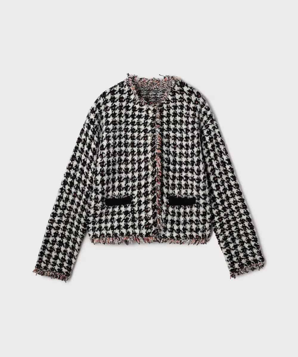 【仙台パルコ】ツイードニットショートカーディガン ブラック 36 ブラック 36