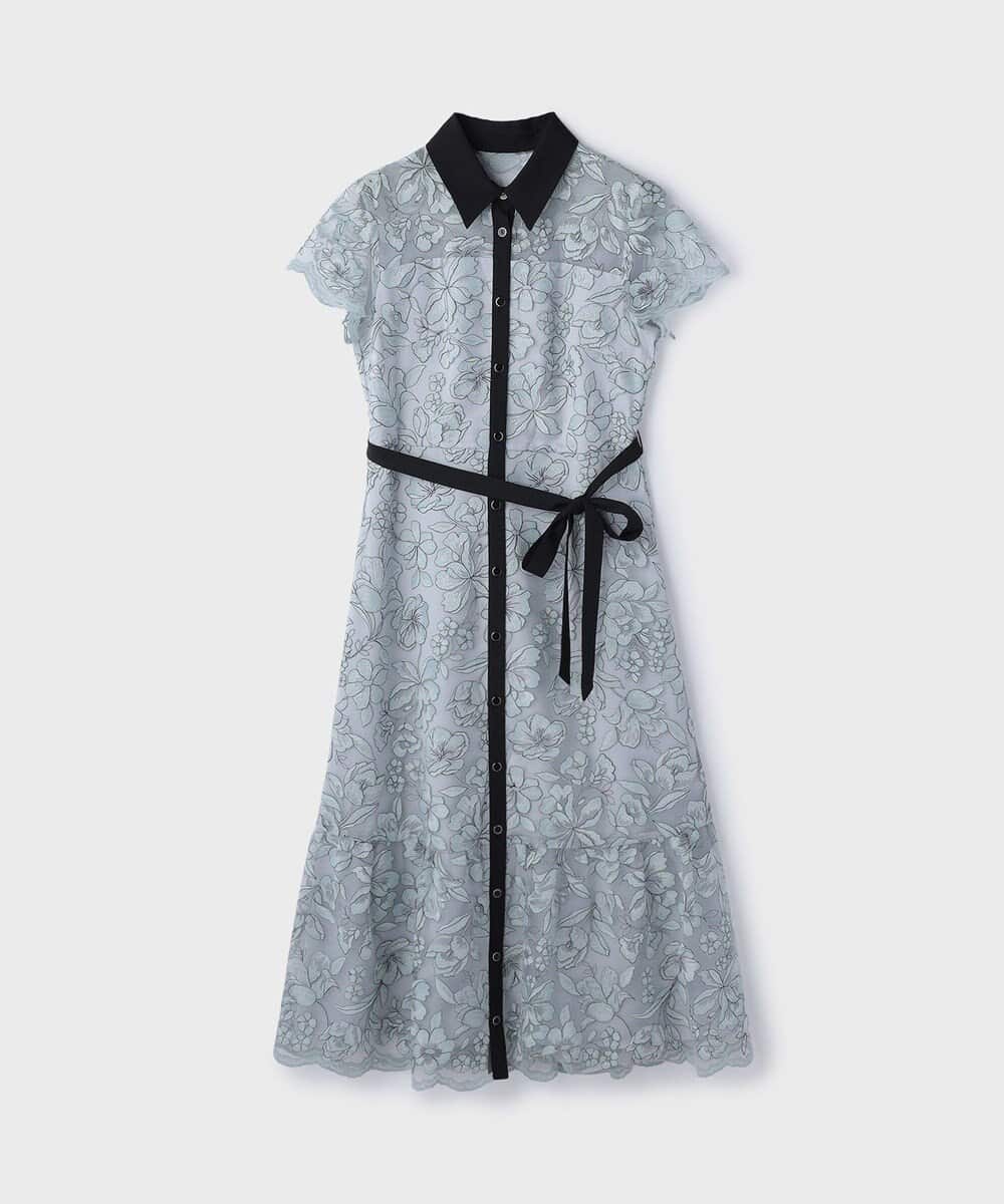 【仙台パルコ】チュールフラワー刺繍ワンピース サックス 38 サックス 38