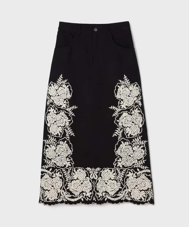 【仙台パルコ】エンブロイダリータイトスカート ブラック 36 ブラック 36