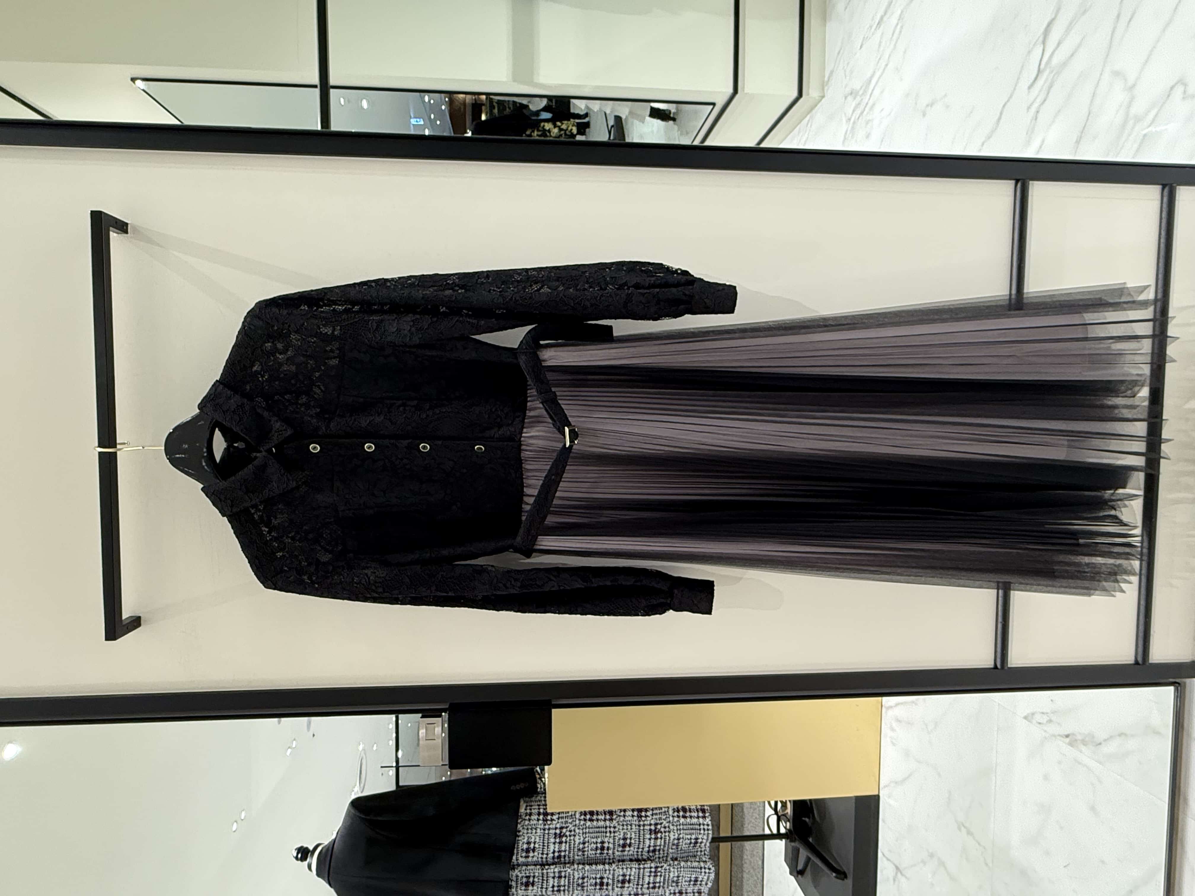 【仙台パルコ】コードレースプリーツワンピース ブラック 38 ブラック 38