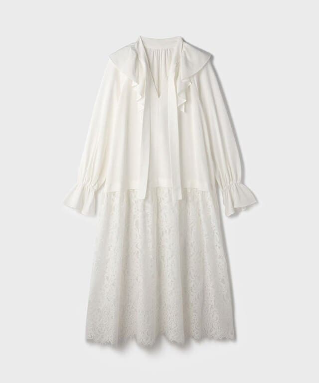 【仙台パルコ】レースコンビフリルカフタンワンピース キナリ 36 キナリ 36