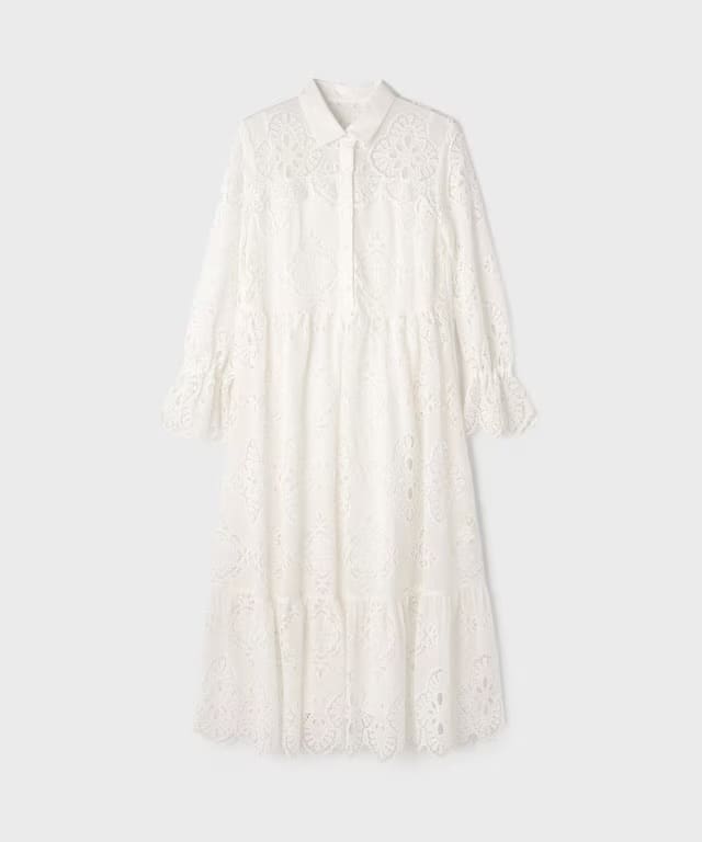 【仙台パルコ】カットワーク刺繍ワンピース ホワイト 36 ホワイト 36