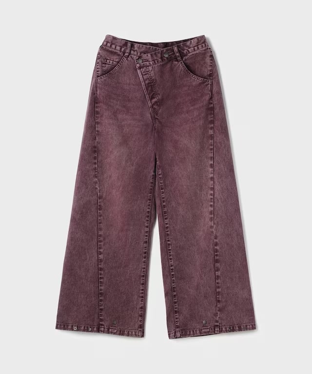 加藤様専用 ラップ2wayデニムパンツ ボルドー 34サイズ 34 ボルドー