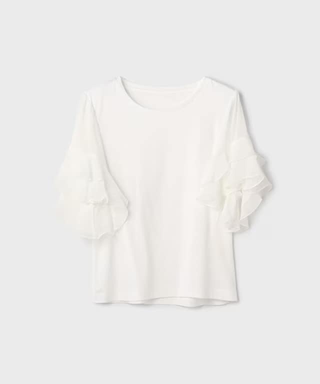 【仙台パルコ】シフォンスリーブカットTOP ホワイト 36 ホワイト 36