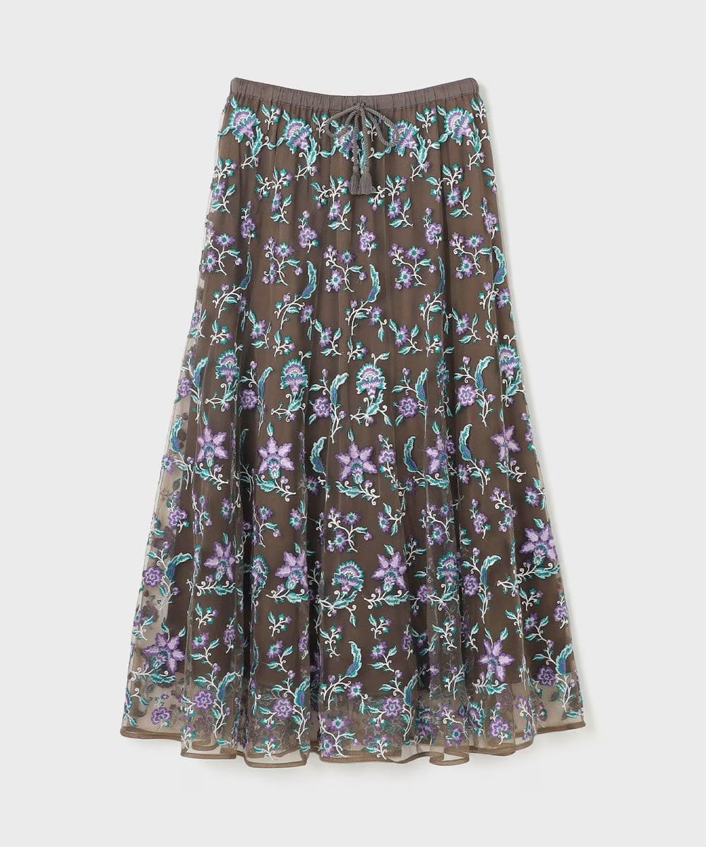 新品 グレースコンチネンタル カフタン刺繍ロングワンピース 38 カーキ