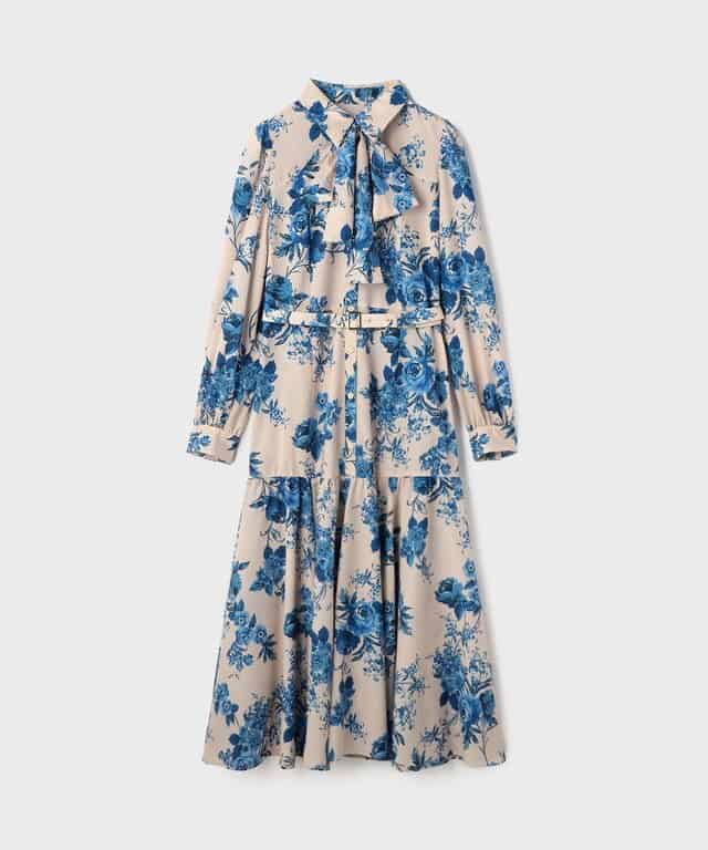 【仙台パルコ】ブーケフラワープリントワンピース ベージュ 36