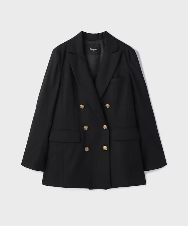 【仙台パルコ】バックベンツダブルジャケット ブラック 38