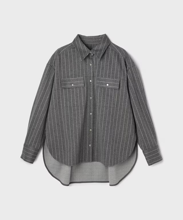 【仙台パルコ】ジャージビッグシャツ ストライプ 38