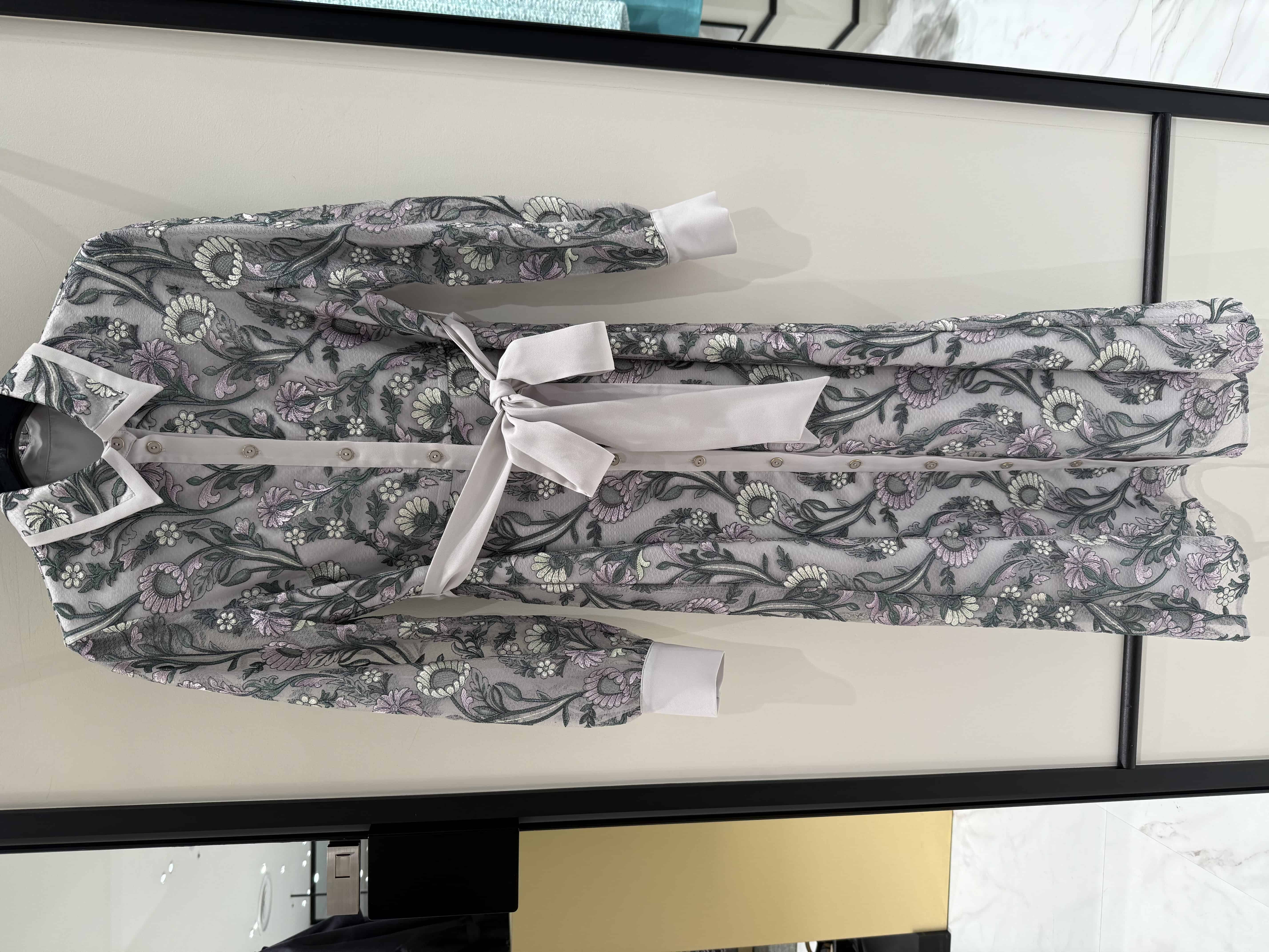 【仙台パルコ】マルチフラワー刺繍フレアワンピース グレー 36