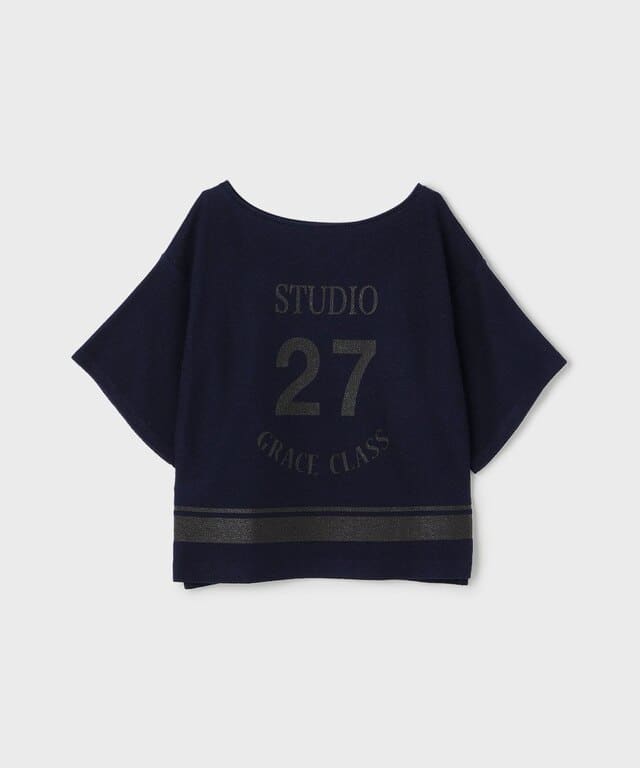【仙台パルコ】ナンバープリントループ裏毛トップ ネイビー 36