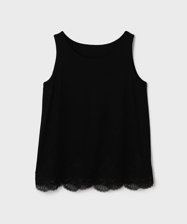 【仙台パルコ】ヘムレースカットトップ ブラック 36