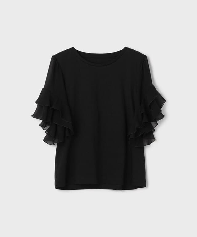 【仙台パルコ】シフォンスリーブカットTOP ブラック 36