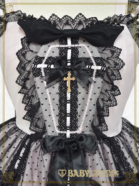 Gothic Noir Princessジャンパースカート(オフ白×オフ白ハートチュール