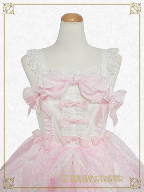 Princess Lacy Bouquetジャンパースカート(オフ白×オフ白レース×ピンク