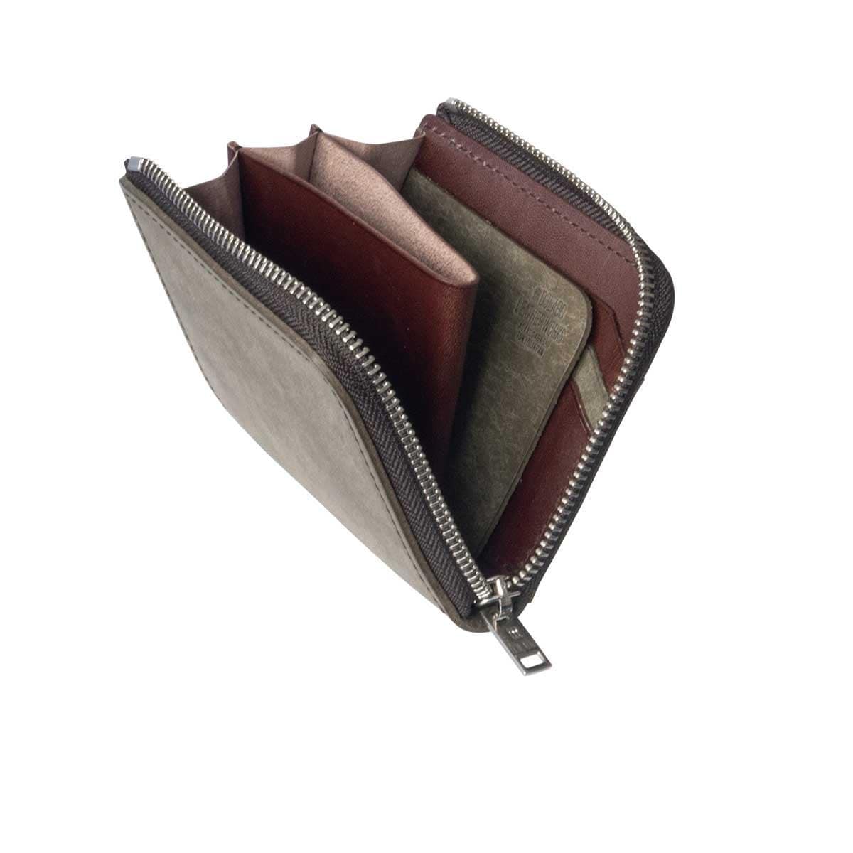 【Pueblo×栃木レザー】 L字ファスナー短財布 グレー ー