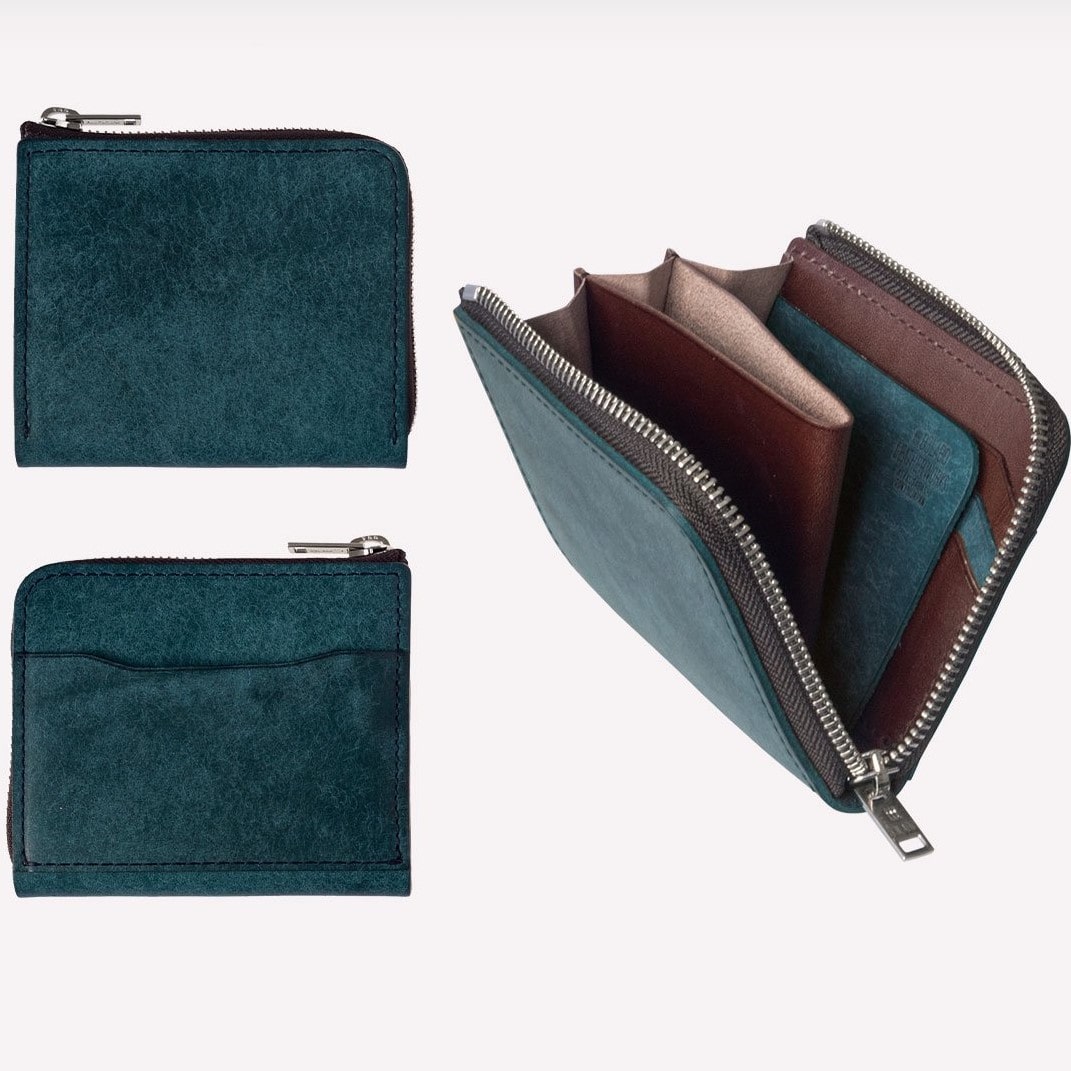 【Pueblo×栃木レザー】 L字ファスナー短財布 グレー ー