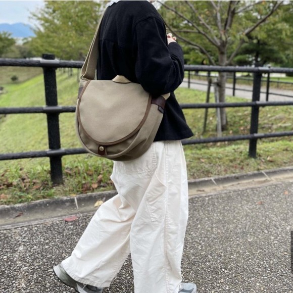 シライデザインコラボ】 帆布×栃木レザー ショルダーディスクバッグ