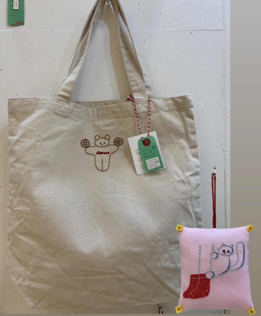 ロバのアンテナ　くまのトートバッグ　猫のオーナメント