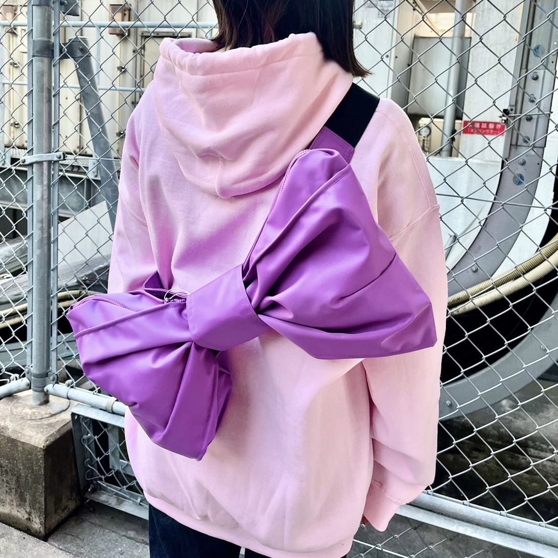 期間限定【 WHOWHAT 】リボンバッグ （ナイロン生地) ラベンダー(NEW!!) F