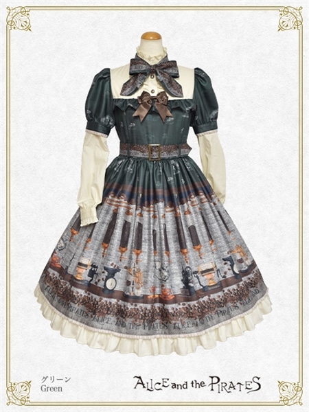 Fleeting morments ～月下の不思議な珈琲店～柄 ワンピース（グリーン） グリーン