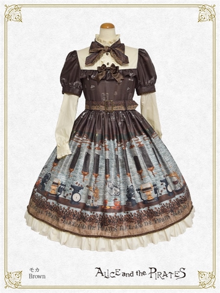 Fleeting morments ～月下の不思議な珈琲店～柄 ワンピース（茶） 茶