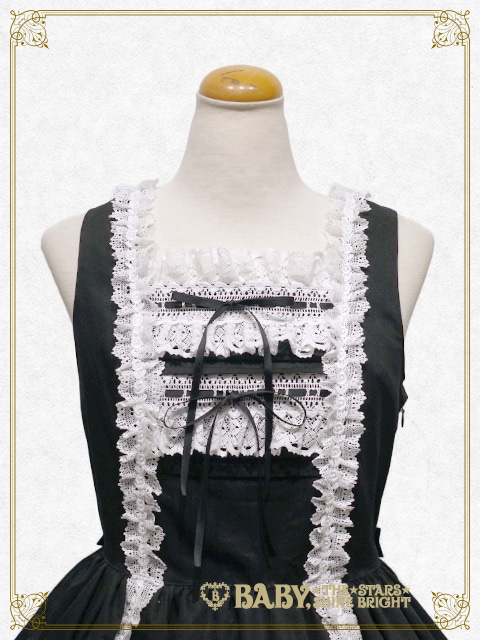 レースフリル ジャンパースカート（クロ×白） クロ×白