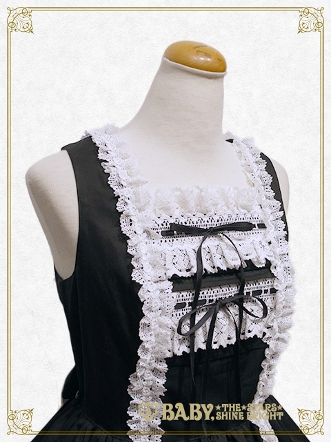 レースフリル ジャンパースカート（クロ×白） クロ×白