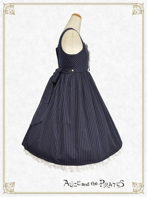 Annabelle ストライプジャンパースカート（グレー）(グレー・紺 ...