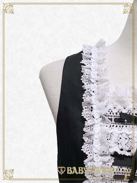 レースフリル ジャンパースカート（クロ×白） クロ×白