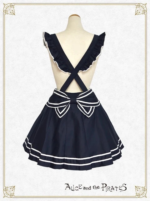 バックリボンプリーツスカート（紺） 紺