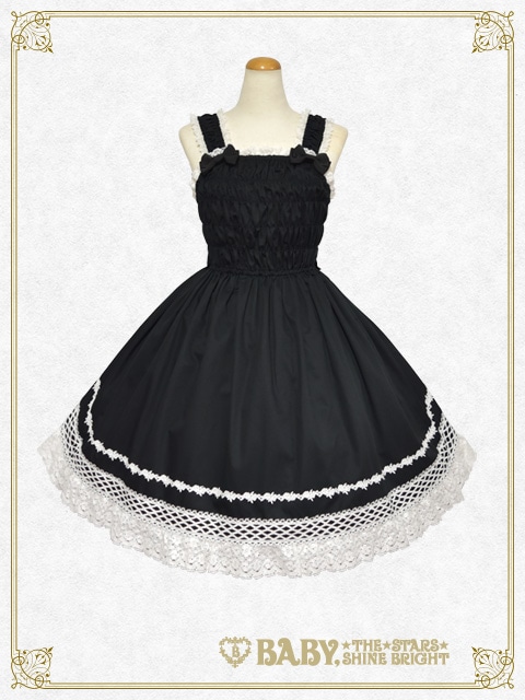 シャーリングプリンセス ジャンパースカート（クロ×白） クロ