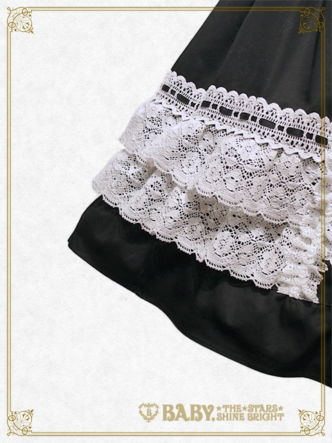 レースフリル ジャンパースカート（クロ×白） クロ×白