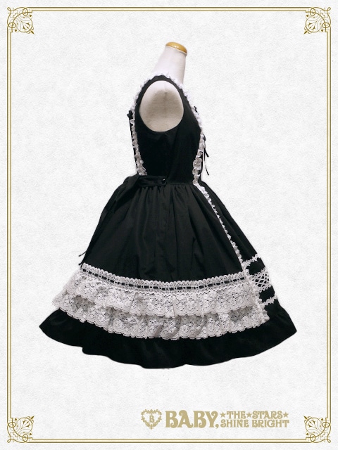 レースフリル ジャンパースカート（クロ×白） クロ×白