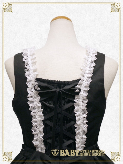 レースフリル ジャンパースカート（クロ×白） クロ×白