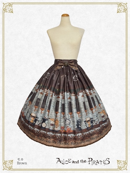 Fleeting morments ～月下の不思議な珈琲店～柄 ロングスカート（茶） 茶