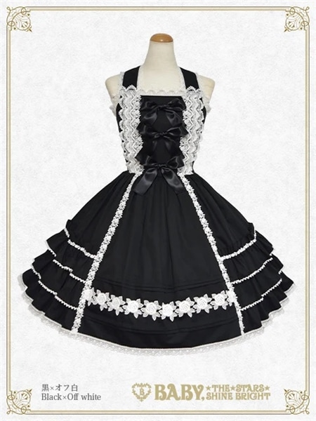 リボンリボンジェラートジャンパースカート（クロ×白） クロ×白