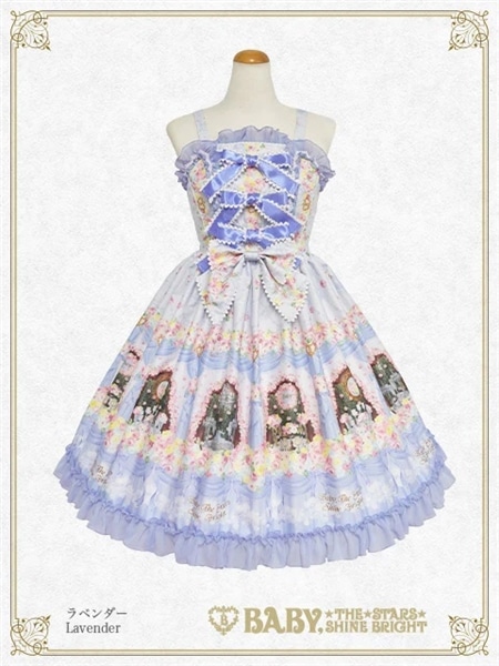  夢色に花舞うPrincess Garden Party 柄リボンビスチェジャンパースカート（ラベンダー） ラベンダー