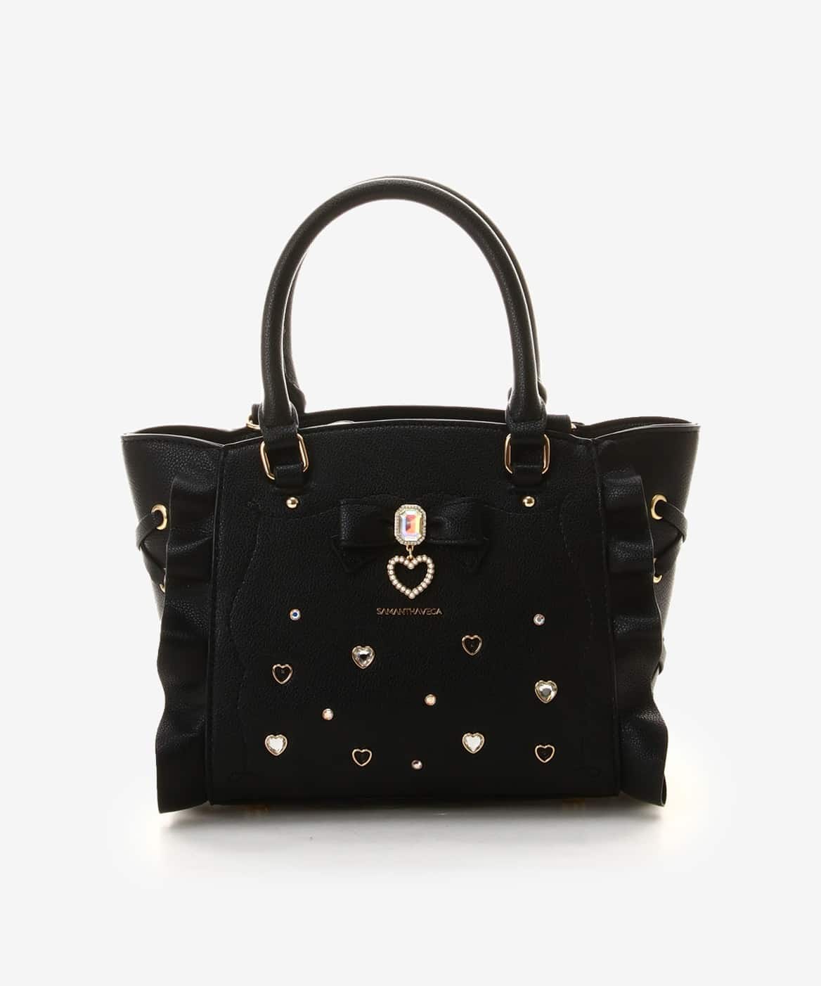 サイドレースアップリボンビジューミニフラッター