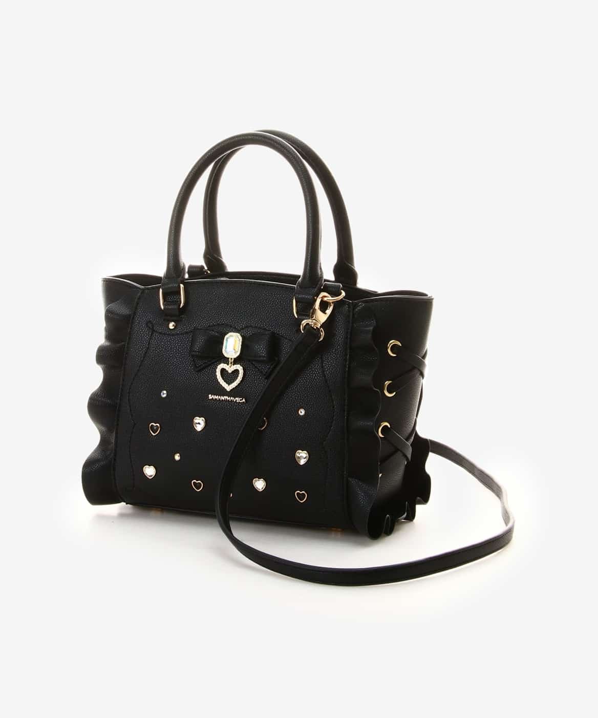 サイドレースアップリボンビジューミニフラッター