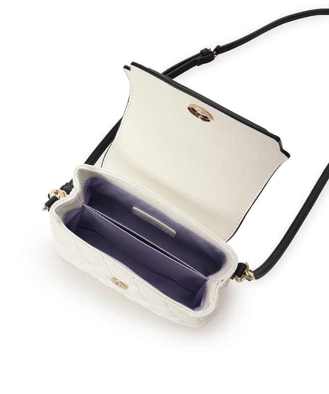 スクエアビジューキルトフラップショルダーバッグ