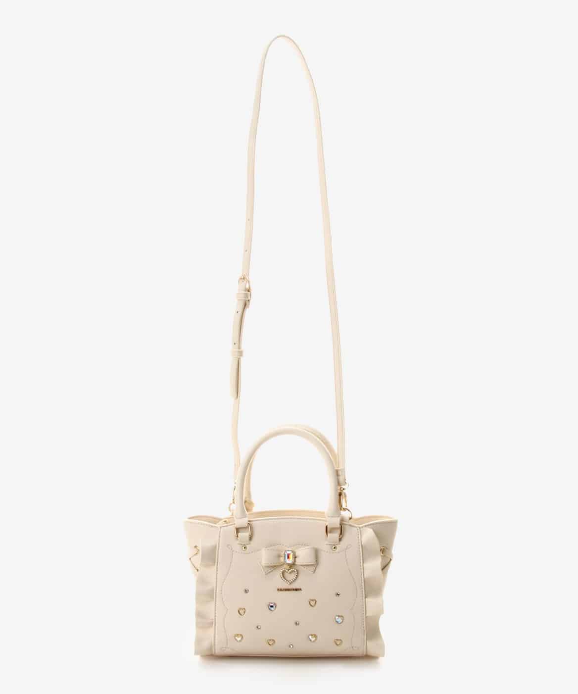 サイドレースアップリボンビジューミニフラッター