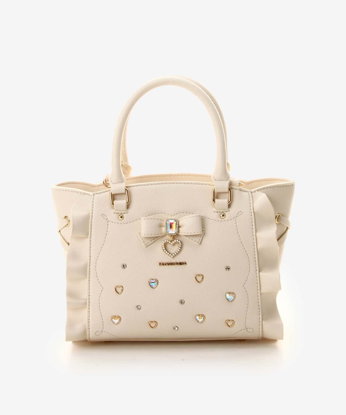 サイドレースアップリボンビジューミニフラッター