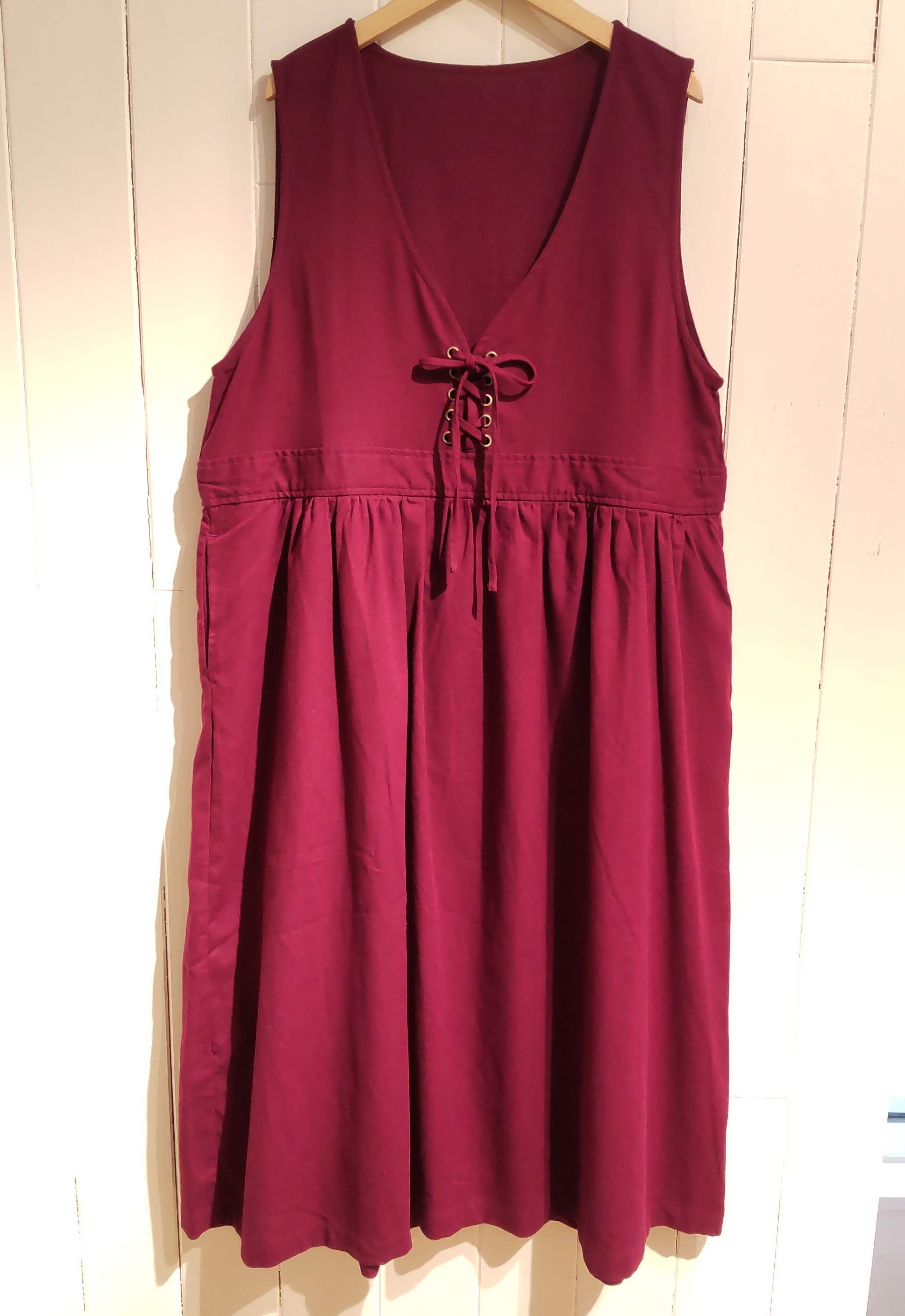 レーヨン麻レースアップジャンパースカート BO F