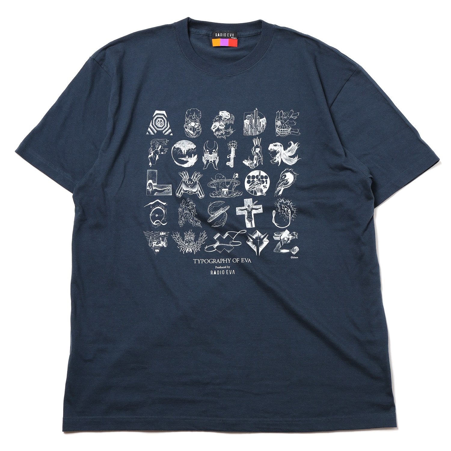 TYPOGRAPHY OF EVA index T-Shirt β (SLATE×WHITE) SLATE×WHITE L