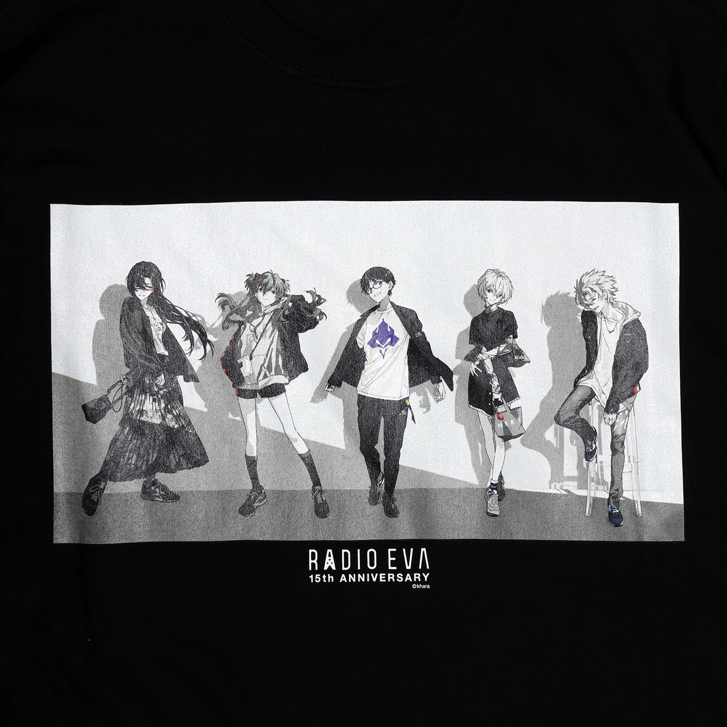 RADIO EVA Illustration T-Shirt δ（Mai Yoneyama）(BLACK(MONO)) BLACK（MONO） XL