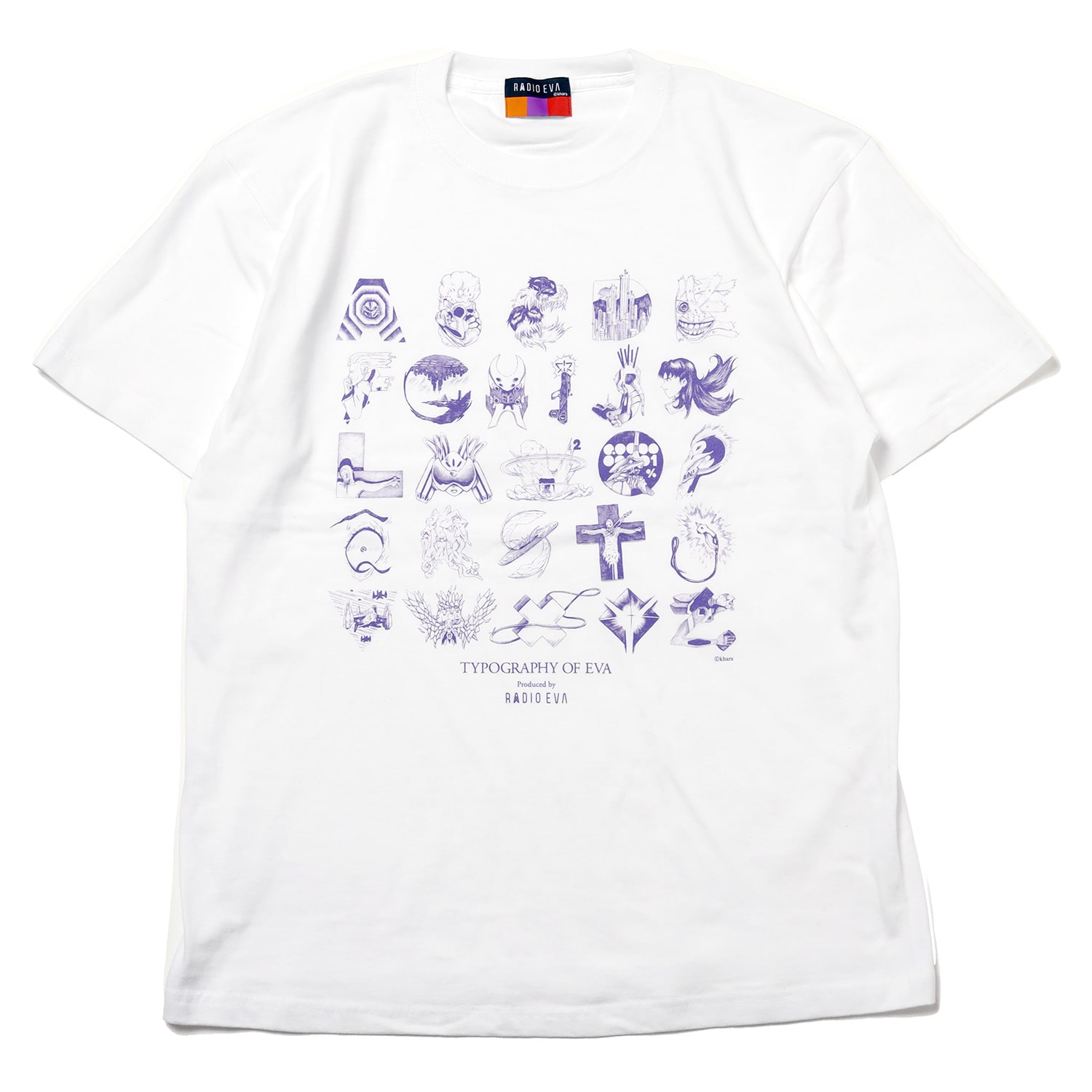 TYPOGRAPHY OF EVA index T-Shirt β (WHITE×PURPLE) WHITE×PURPLE XL