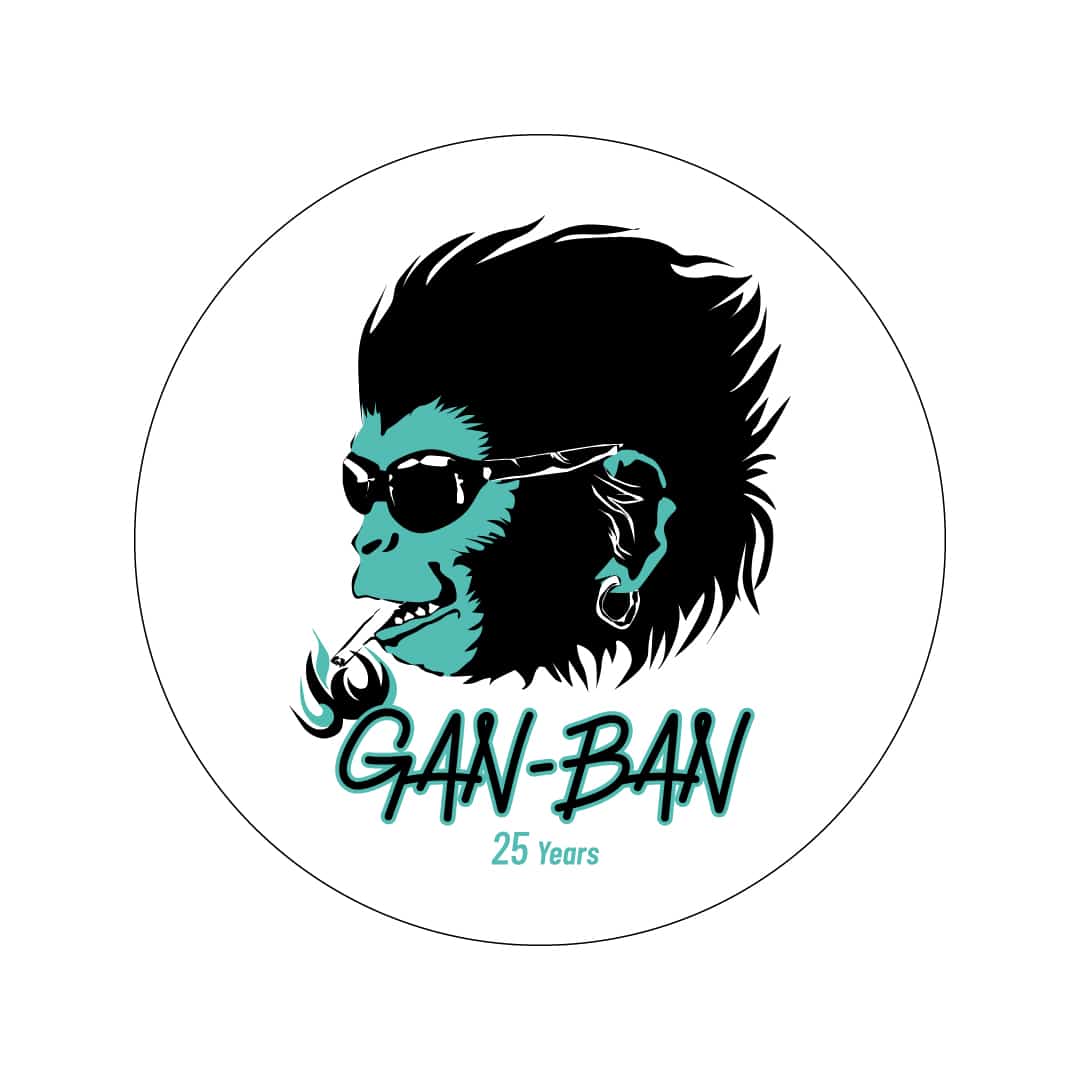 GAN-BAN 25th LOGO STICKER WHITE 50mm